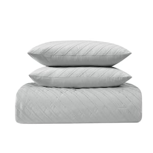 James Pleated Silver 9-Piece King Polyester Bed in A Bag