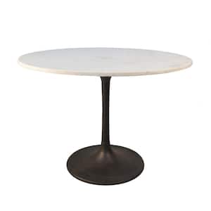 40 in. Enzo Black Round Marble Top Dining Table