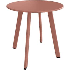 Steel Patio Side Table, Weather Resistant Outdoor Round End Table Square Feet in Rose Dawn