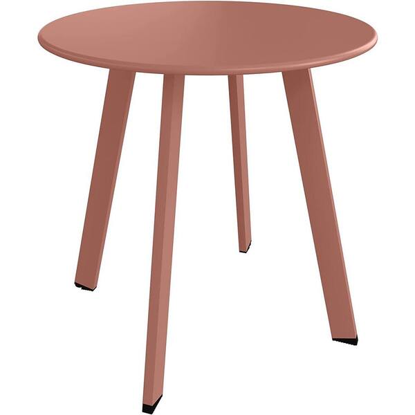 Cubilan Steel Patio Side Table, Weather Resistant Outdoor Round End Table Square Feet in Rose Dawn