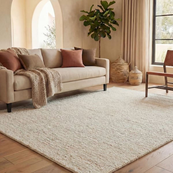 Abstract 6 ft. x 8 ft. Ivory/Brown Speckled Area Rug