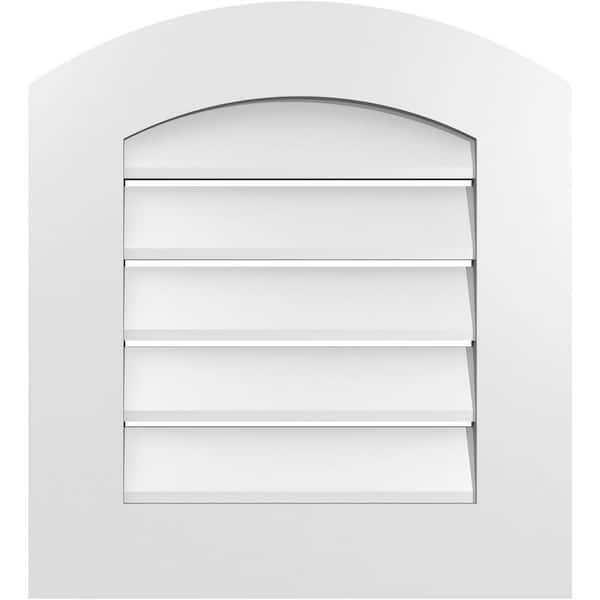 Ekena Millwork 20 in. x 20 in. Arch Top Surface Mount PVC Gable Vent: Decorative with Standard Frame