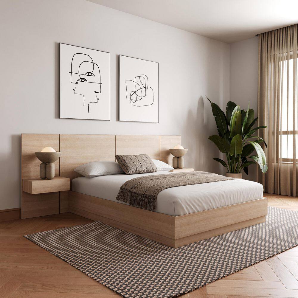 Milano 4 Piece Natural Blonde Oak Engineered Wood King Size Bedroom Set - thumbnail 10