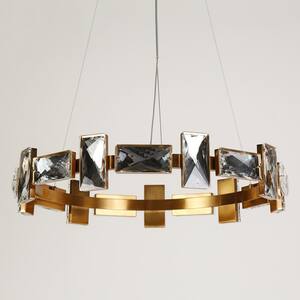 Sinsoledad 1-Light Dimmable Integrated LED Brass Circle Chandelier with Crystal Accents