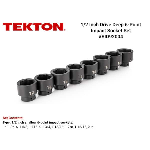 1/2 Inch Drive 6-Point Impact Socket Set, 8-Piece (1-9/16-2 in. )