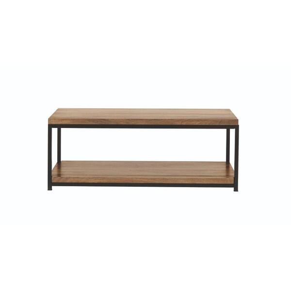 Home Decorators Collection Anjou 48 in. Natural/Black Large Rectangle Wood Coffee Table with Shelf