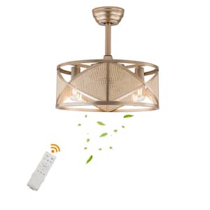 18 in. Indoor Champagne-Gold Modern 6-Speed Ceiling Fan with Remote Control and Reversible Motor