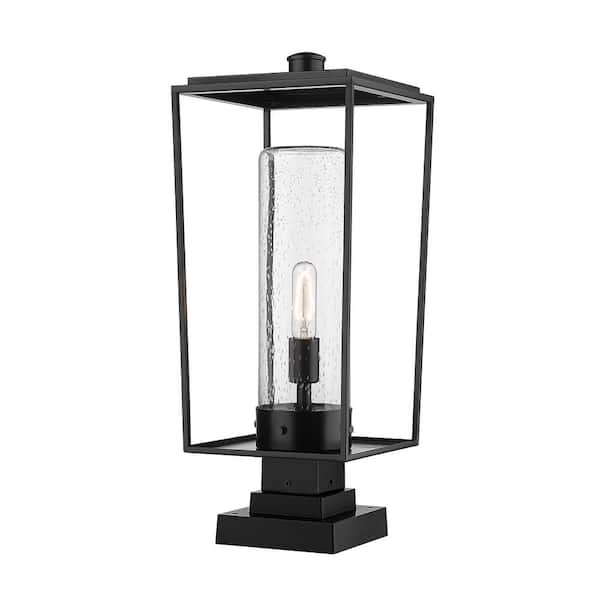Unbranded Sheridan 24 .75 in. 1-Light Black Aluminum Hardwired Outdoor Weather Resistant Pier Mount Light with No Bulb Included