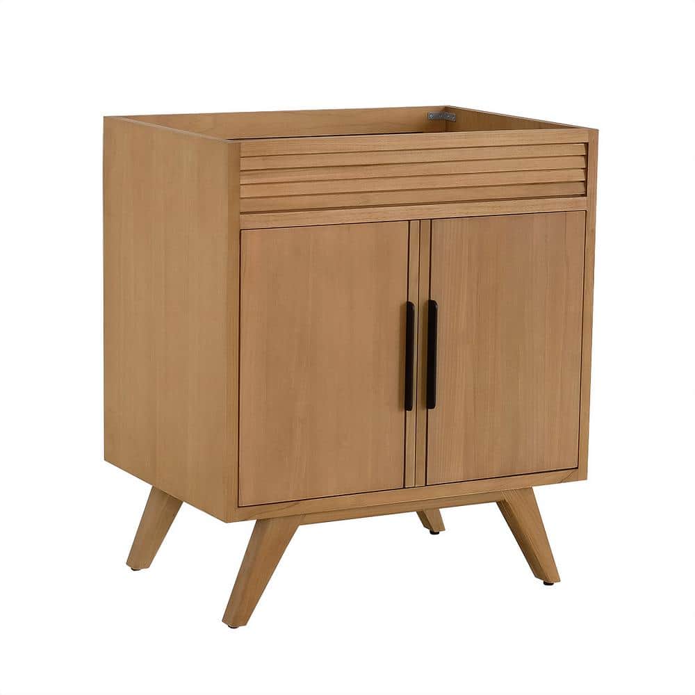Natural Teak Mid-Century Modern Single Sink Vanity Base