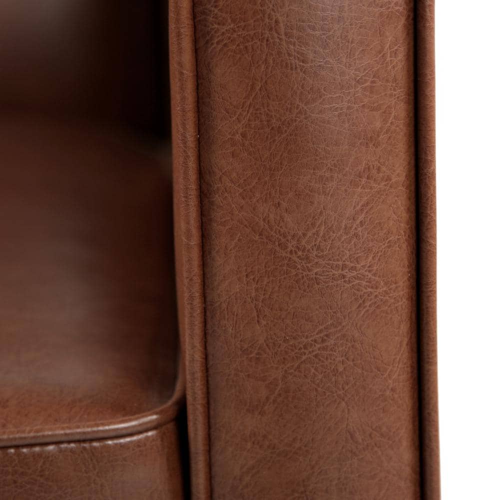 Mid-Century Modern Smooth Brown Faux Leather Recliner