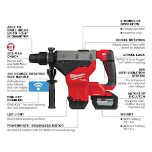 M18 FUEL ONE-KEY 18-Volt Li-Ion Brushless Cordless 1-3/4 in. SDS-MAX Rotary Hammer w/Two 12.0 Ah Batteries/Impact Wrench
