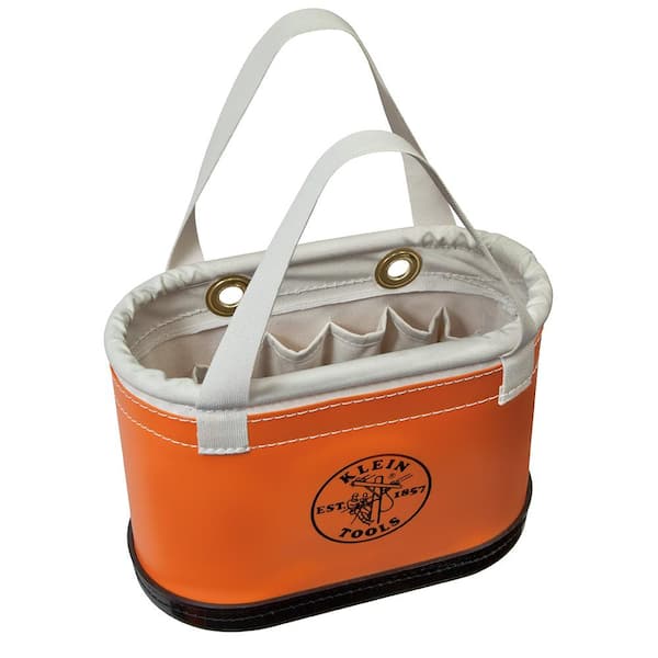 Klein Tools Hard-Body Bucket, 14-Pocket Oval Bucket, Orange/White