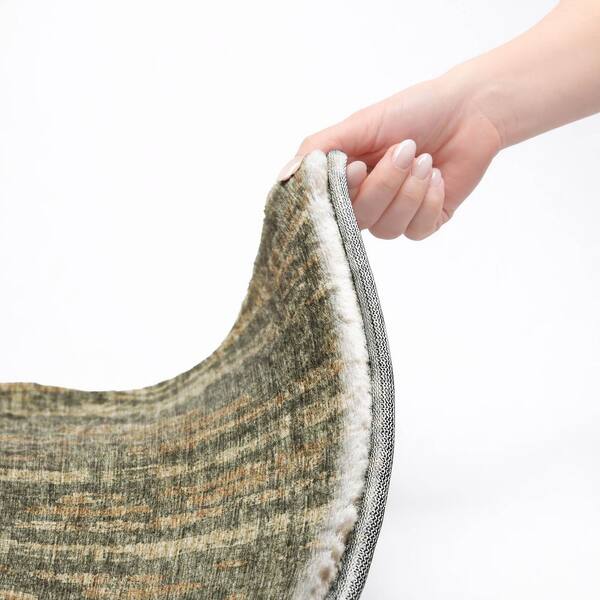 Dream Shag Premium Machine Washable Abstract ADS39 Green 8 ft. x 8 ft. Round Rug