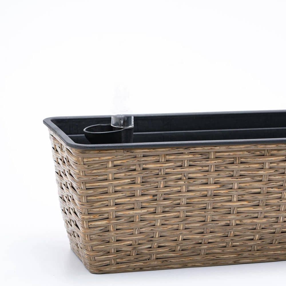 Plastic Brown 2-Pack Smart Self-watering Rectangle Planter Pot Outdoor Flow