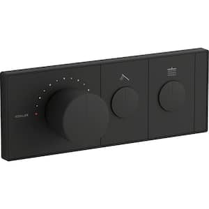 Anthem 2-Outlet Thermostatic Valve Control Panel with Recessed Push Buttons in Matte Black