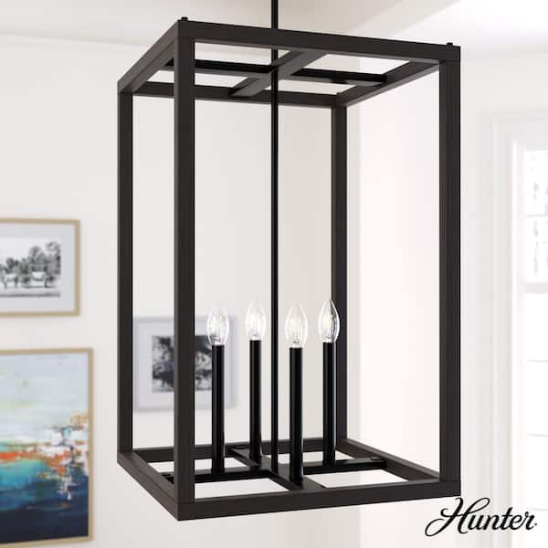 Squire Manor 4-Light Matte Black Lantern Pendant Light