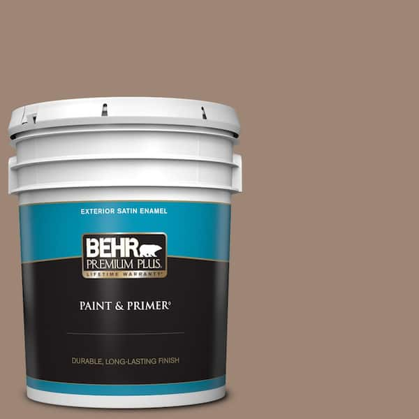 BEHR PREMIUM PLUS 5 gal. #PPU5-16 Earthnut Satin Enamel Exterior Paint & Primer