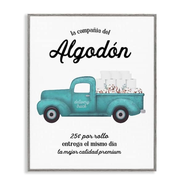 Stupell Industries Fresh Cotton Bathroom Sign by Lettered and Lined Gray Framed Typography Giclee Art Print 14 in. x 11 in.