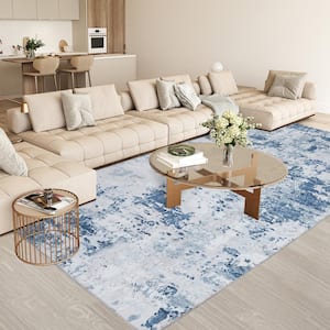 Light Blue 8 ft. x 10 ft. Modern Abstract Area Rug