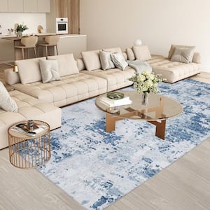 Light Blue 5 ft. x 7 ft. Modern Abstract Area Rug