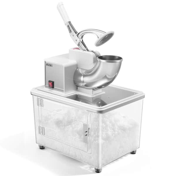 White Commercial Ice Crusher 661lbs./H, 350W Stainless Steel Shaved Snow Cone Machine with 11 Gal. Crushed-Ice Box