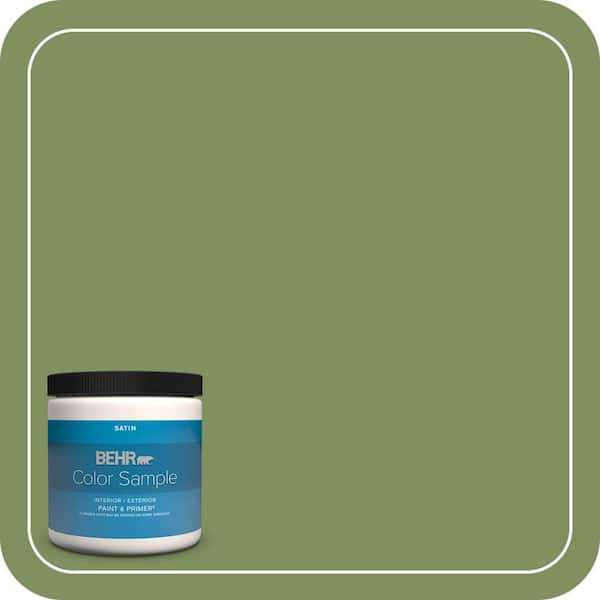 BEHR PREMIUM PLUS 8 oz. #PPU10-03 Green Energy Satin Enamel Interior/Exterior Paint & Primer Color Sample