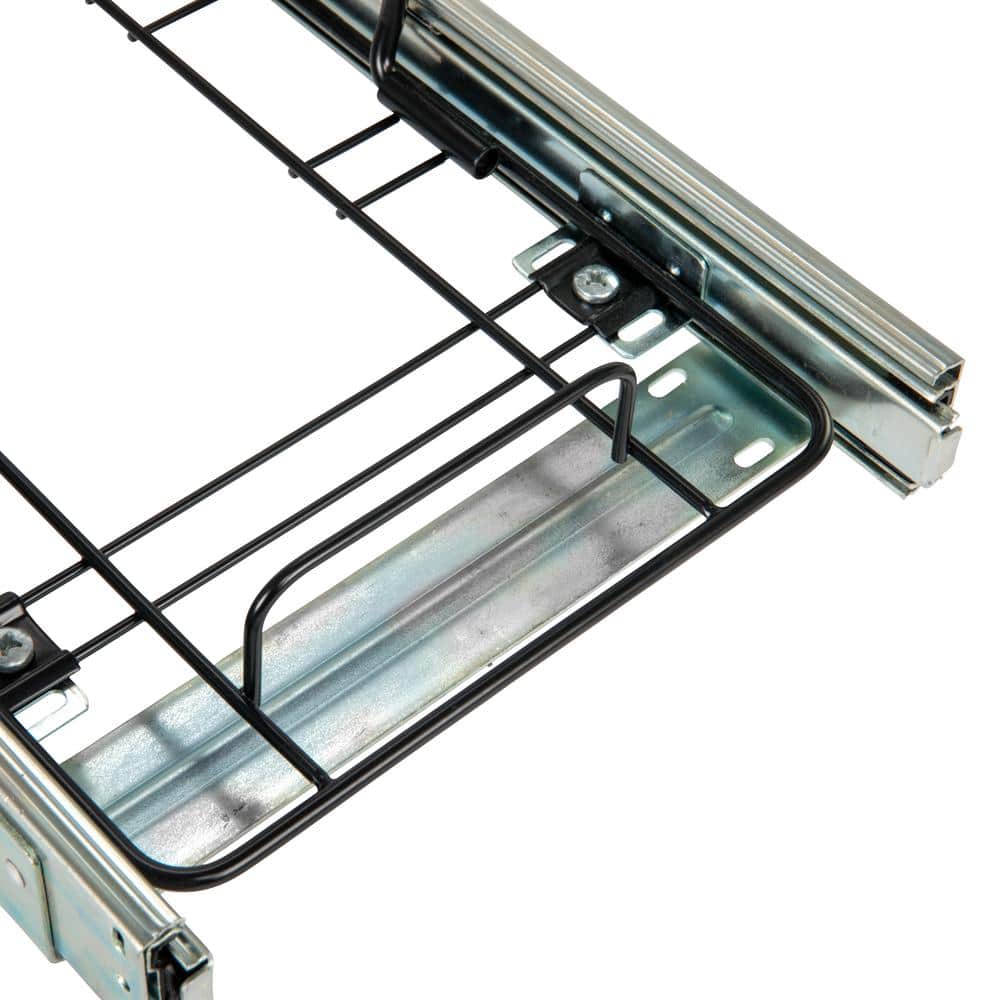 Black Plastic Pull-Out Trash Can with Chrome-Plated Steel Base