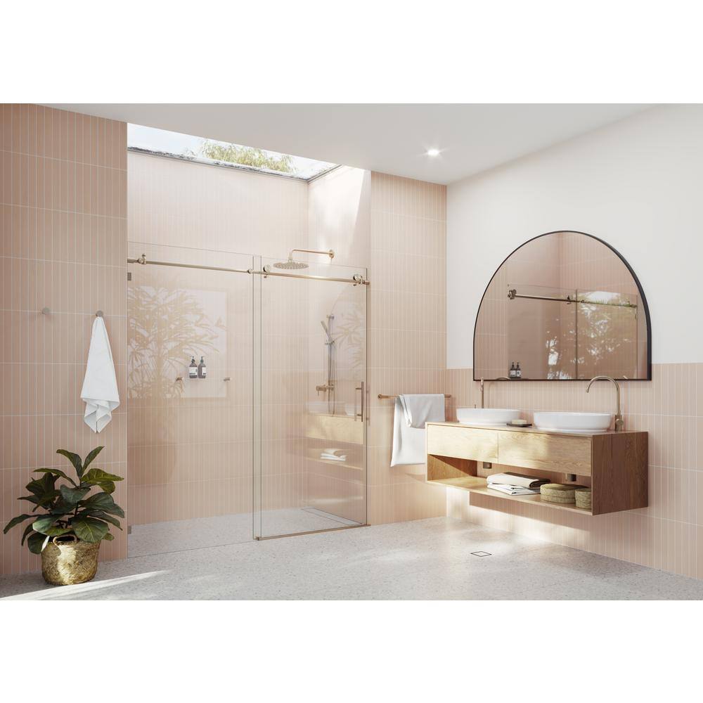 Eclipse 64'' Bronze Frameless Sliding Shower Door