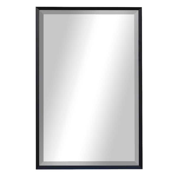 Medium Rectangle Ebony Beveled Glass Modern Mirror (34 in. H x 28 in. W)