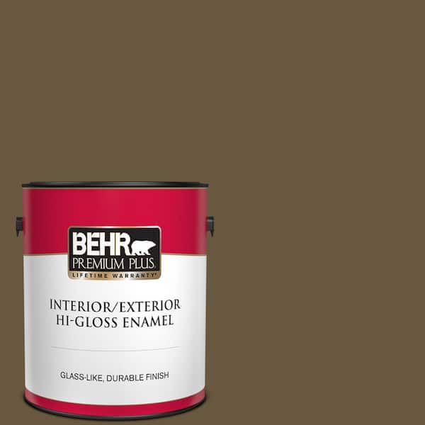 BEHR PREMIUM PLUS 1 gal. #PPU7-01 Moss Stone Hi-Gloss Enamel Interior/Exterior Paint