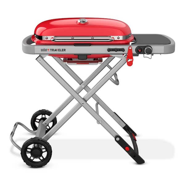 Weber Traveler Portable Propane Gas Grill in Red