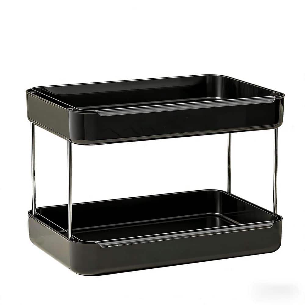 Wudkey 2-Tier Black Whisky Glass Holder, Mug Drying Rack with