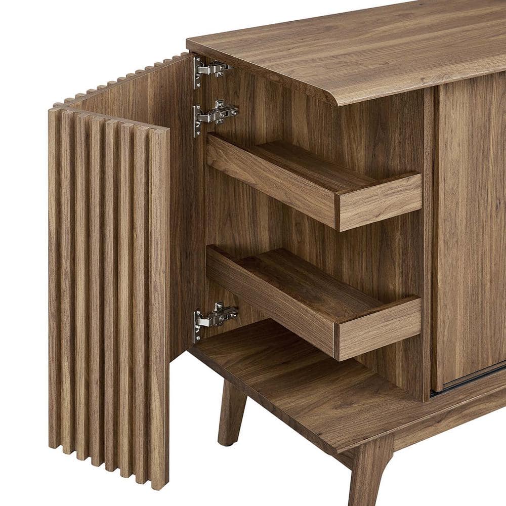 Eudora Walnut Wood Grain Mid-Century Modern Sideboard