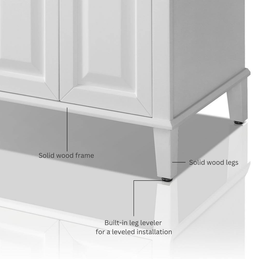 Hannah 48'' White Wood Freestanding Vanity with Black Quartz Top