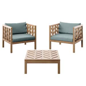 3-Piece Acacia Outdoor Conversation Set with Spa Cushions