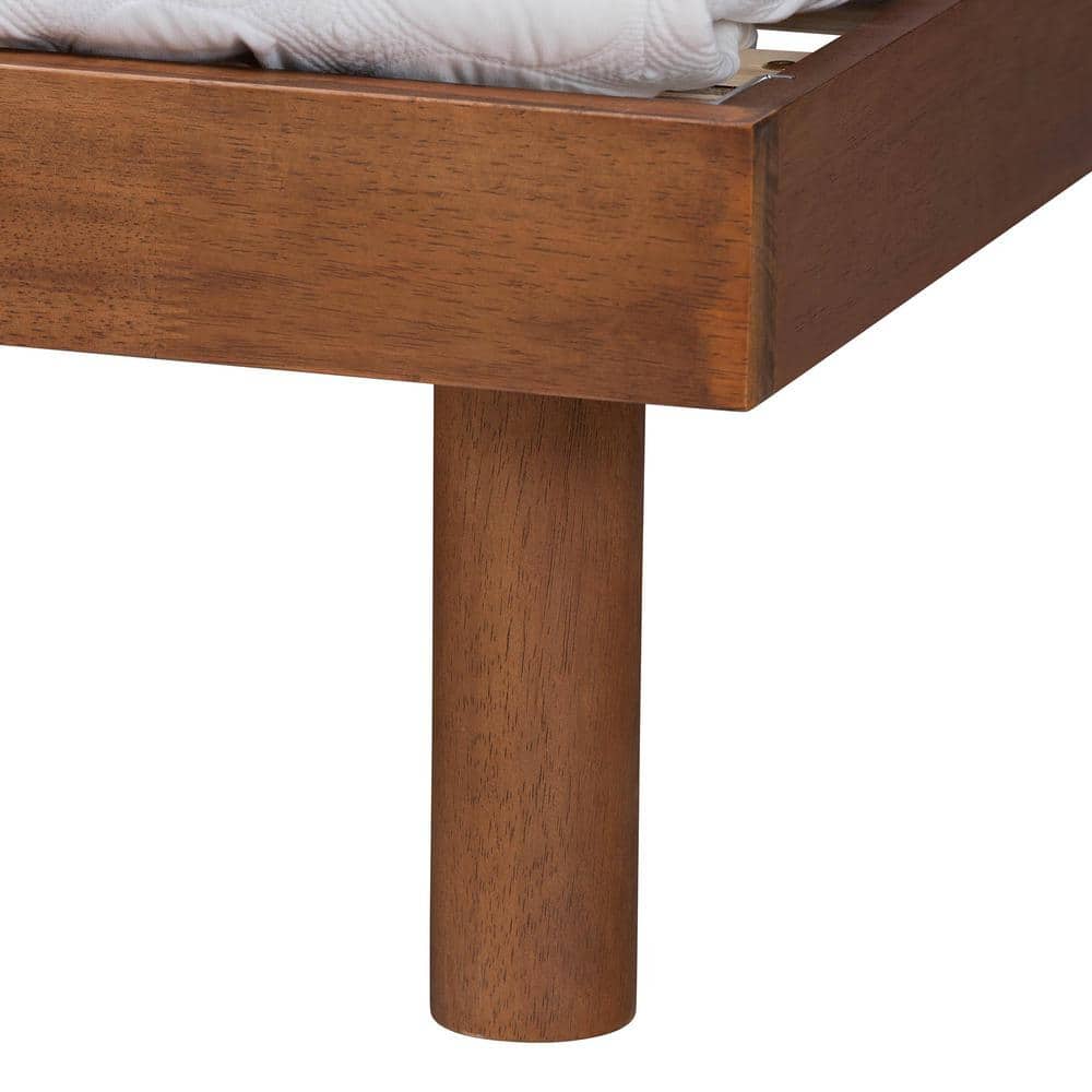 Morana Queen Walnut Brown Wood Platform Bed with Built-In Shelves