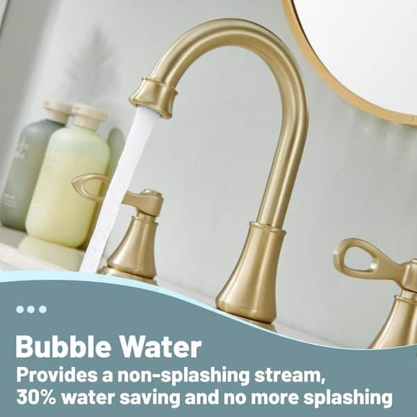 8 in. Double Handle Bathroom Sink Faucet with Drain Kit in Brushed Gold