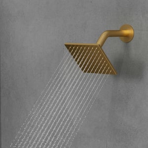 15-Spray Fixed and Handheld Shower Head with 16 in. Wall Mount Dual Shower Heads in Brushed Gold