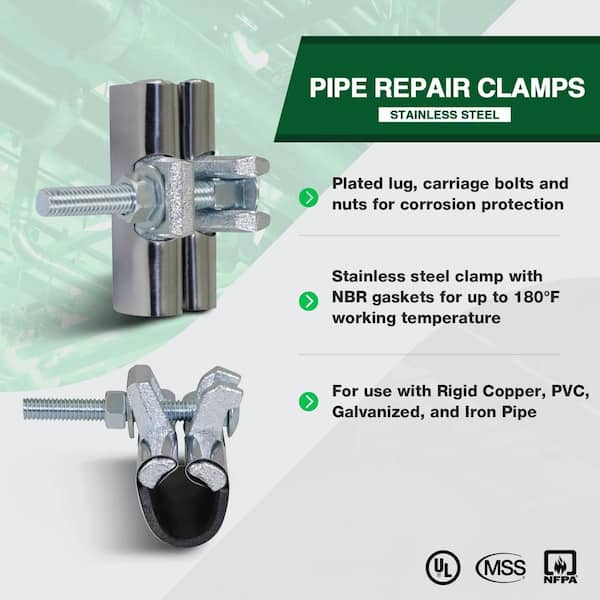 Pipe Repair Clamp 304 Stainless Steel Pipe Leak Sealer Premium Leak Sealer  Joint Clamp 2.0 MPa