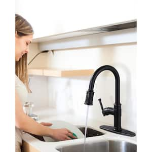 High-Arc Single Handle Pull Down Sprayer Kitchen Faucet Stainless Steel with Power Clean in Oil Rubbed Bronze