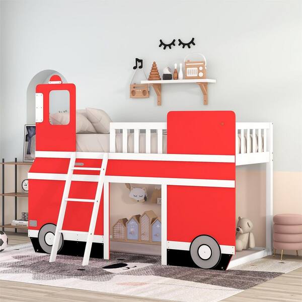 masker chef Vooravond GOJANE Red Twin Size Bus Shaped Loft Bed with Underbed Storage Space  GX001703LWYAAJB - The Home Depot