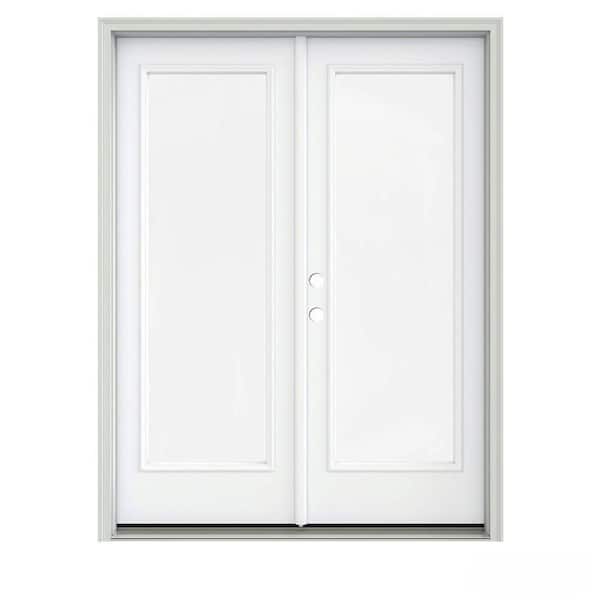 JELD-WEN 60 in. x 80 in. White Painted Steel Right-Hand Inswing Full Lite Glass Stationary/Active Patio Door