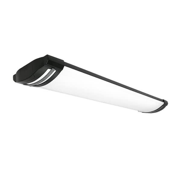 8-Pack 4 ft. Matte Black Woodgrain Gray End Caps 5250LM 75W Integrated LED Wraparound Light Adjustable CCT Night Light