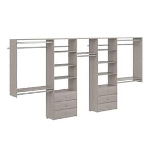 120 in. W - 144 in. W Rustic Grey Wood Deluxe Closet System