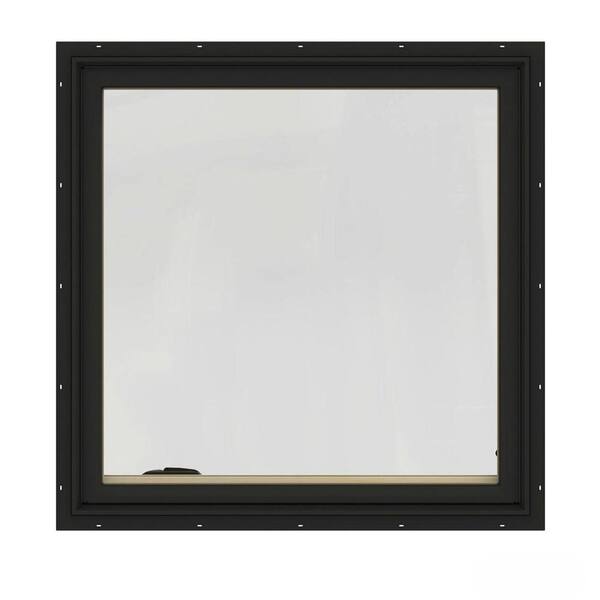 JELD-WEN 36.75 in. x 36.75 in. W-2500 Series Bronze Painted Clad Wood Right-Handed Casement Window with BetterVue Mesh Screen