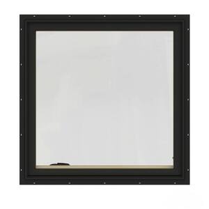 36.75 in. x 36.75 in. W-2500 Series Bronze Painted Clad Wood Right-Handed Casement Window with BetterVue Mesh Screen