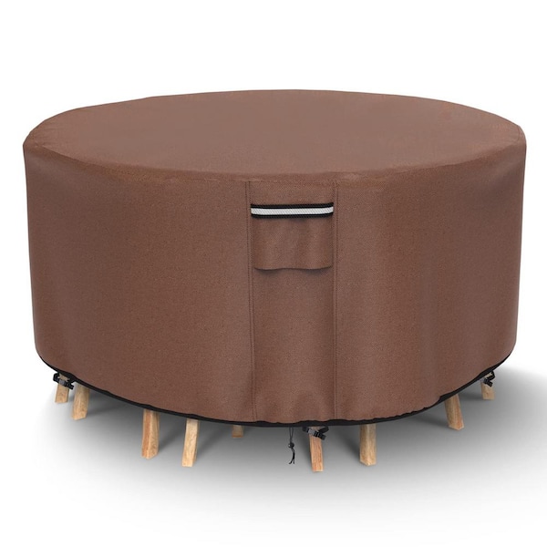 OVCRNIBI Garden Round Table Cover 62 in. x 28 in. Waterproof Heavy Duty Patio Furniture Covers Windproof Anti-UV Table Covers