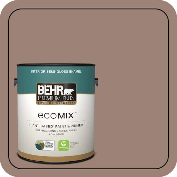 1 gal. #N150-4 Modern Mocha Semi-Gloss Enamel EcoMix Plant-Based Interior Paint & Primer