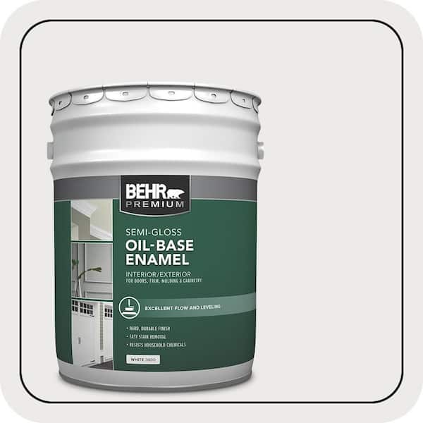 5 gal. White Oil-Base Semi-Gloss Enamel Interior/Exterior Paint