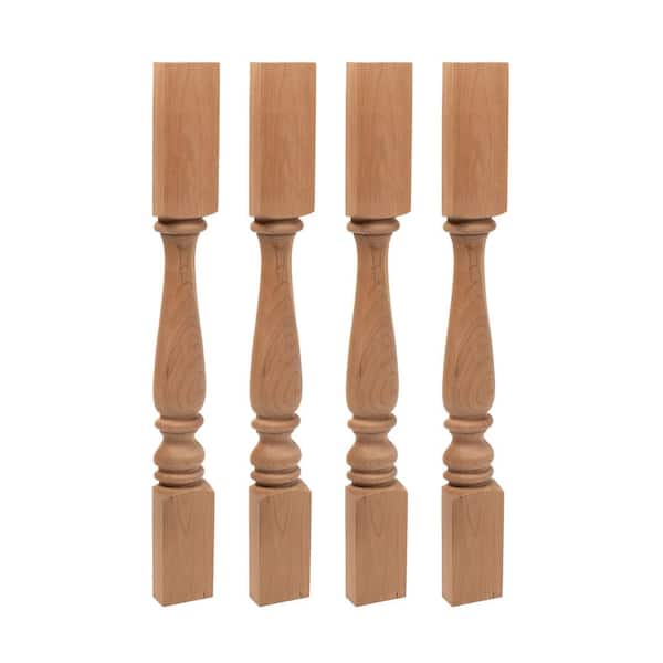 American Pro Decor 35.25 in. x 3.75 in. Unfinished Solid North American Cherry Plain Half Round Kitchen Island Leg (4-Pack)